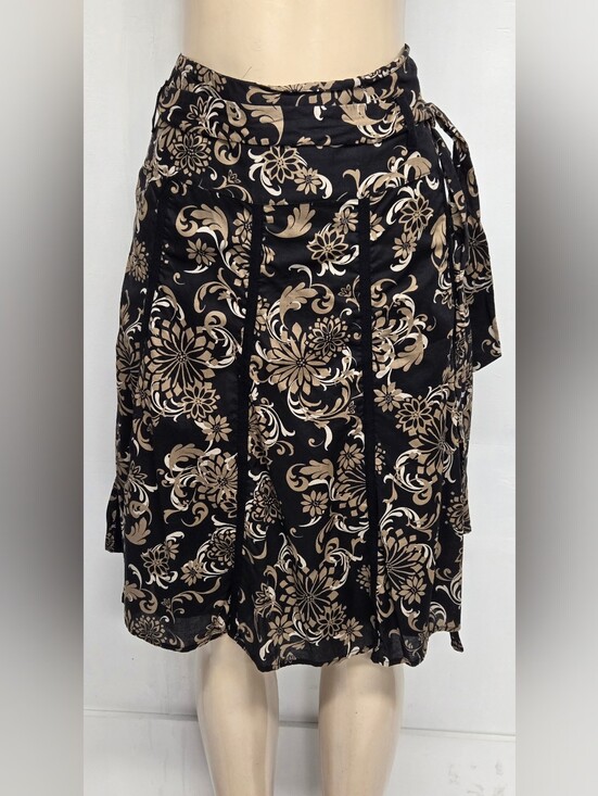 Apt. 9 Dresses & Skirts - Apt. 9 A Line Flare Skirt 18W 100% Cotton Belted Floral Stripes Zipper